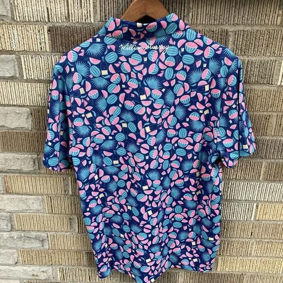 NEW William Murray SMALL Mens Shirt Seed Spitters‎ Polo Watermelon Stretch Golf